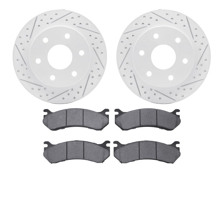2402-48012 Geoperformance Drilled/Slotted Brake Rotors with Ultimate-Duty Brake Pads Kit, 1999-2008 GM, Position: Front