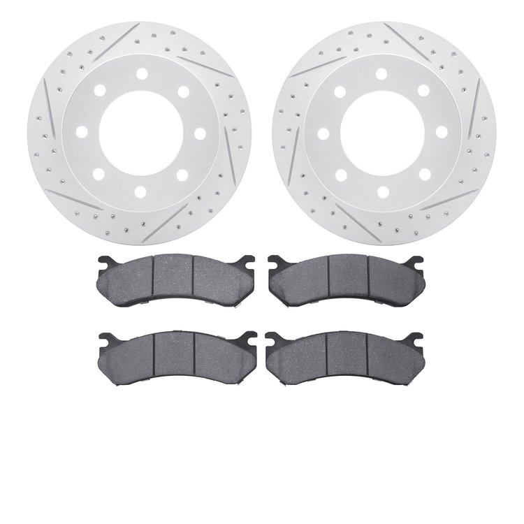 2402-48015 Geoperformance Drilled/Slotted Brake Rotors with Ultimate-Duty Brake Pads Kit, 1999-2009 GM, Position: Rear