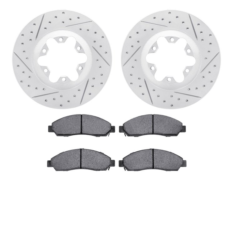 2402-48021 Geoperformance Drilled/Slotted Brake Rotors with Ultimate-Duty Brake Pads Kit, 2004-2008 GM, Position: Front