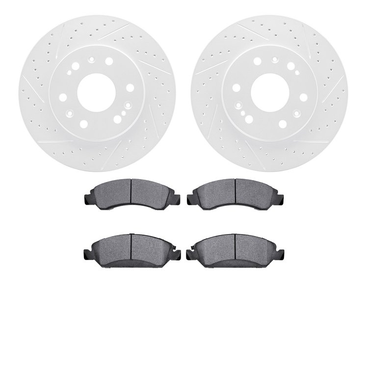 2402-48023 Geoperformance Drilled/Slotted Brake Rotors with Ultimate-Duty Brake Pads Kit, 2005-2020 GM, Position: Front