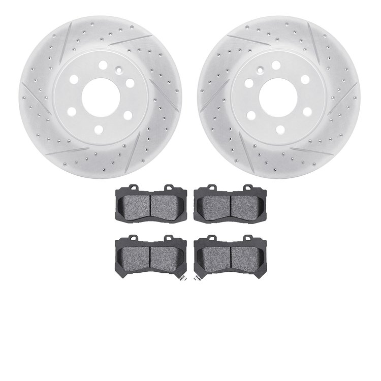 2402-48033 Geoperformance Drilled/Slotted Brake Rotors with Ultimate-Duty Brake Pads Kit, 2015-2020 GM, Position: Front