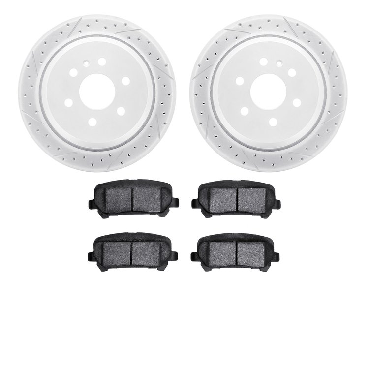 2402-48034 Geoperformance Drilled/Slotted Brake Rotors with Ultimate-Duty Brake Pads Kit, 2015-2020 GM, Position: Rear