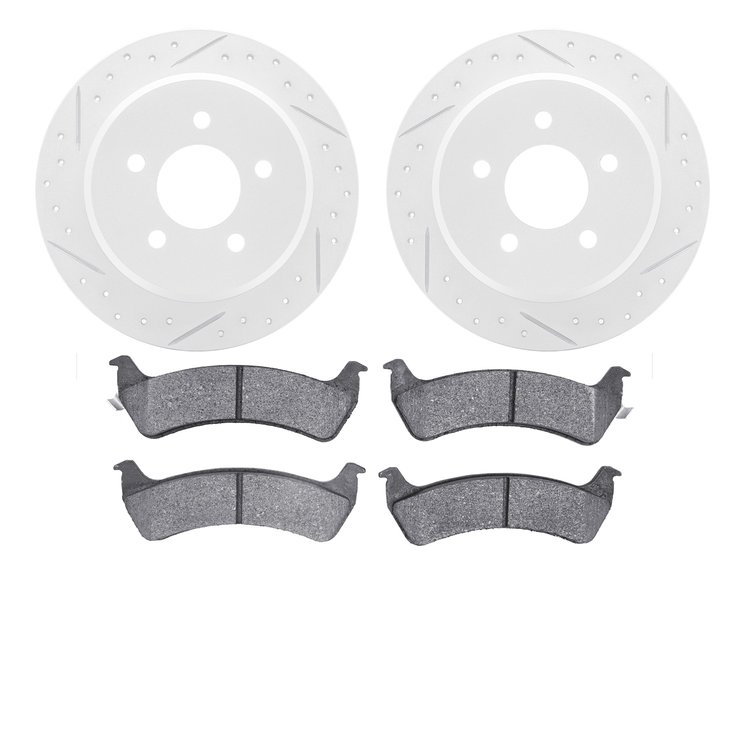 2402-54014 Geoperformance Drilled/Slotted Brake Rotors with Ultimate-Duty Brake Pads Kit, 2001-2002 Ford/Lincoln/Mercury/Mazda, 