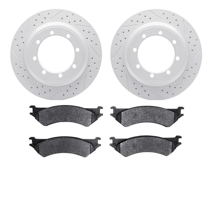 2402-54030 Geoperformance Drilled/Slotted Brake Rotors with Ultimate-Duty Brake Pads Kit, 1999-2007 Ford/Lincoln/Mercury/Mazda, 