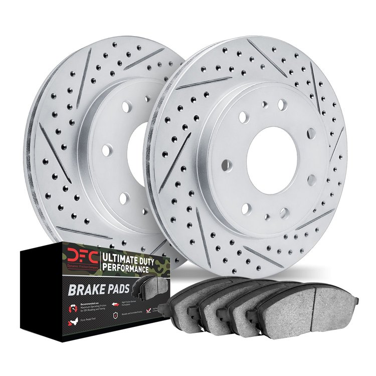 2402-54046 Geoperformance Drilled/Slotted Brake Rotors with Ultimate-Duty Brake Pads Kit, 2004-2008 Ford/Lincoln/Mercury/Mazda,