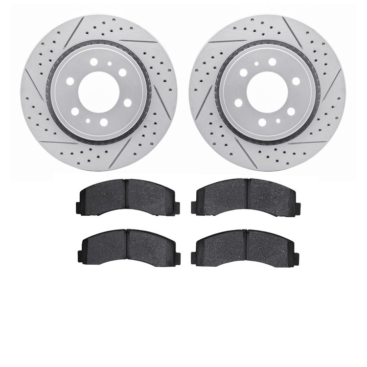 2402-54062 Geoperformance Drilled/Slotted Brake Rotors with Ultimate-Duty Brake Pads Kit, 2010-2021 Ford/Lincoln/Mercury/Mazda,