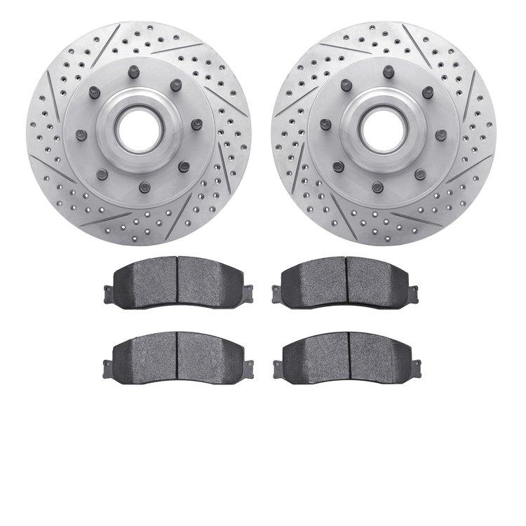 2402-54064 Geoperformance Drilled/Slotted Brake Rotors with Ultimate-Duty Brake Pads Kit, 2012-2012 Ford/Lincoln/Mercury/Mazda, 