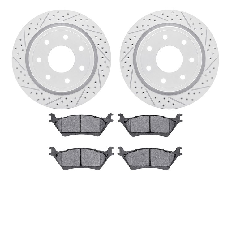 2402-54068 Geoperformance Drilled/Slotted Brake Rotors with Ultimate-Duty Brake Pads Kit, 2012-2014 Ford/Lincoln/Mercury/Mazda,