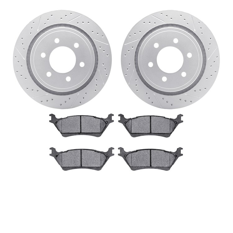 2402-54069 Geoperformance Drilled/Slotted Brake Rotors with Ultimate-Duty Brake Pads Kit, 2012-2020 Ford/Lincoln/Mercury/Mazda, 