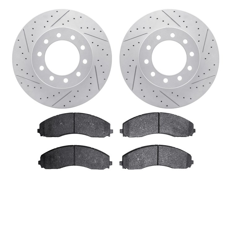2402-54077 Geoperformance Drilled/Slotted Brake Rotors with Ultimate-Duty Brake Pads Kit, Fits Select Ford/Lincoln/Mercury/Mazda