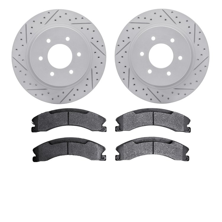 2402-67008 Geoperformance Drilled/Slotted Brake Rotors with Ultimate-Duty Brake Pads Kit, Fits Select Infiniti/Nissan, Position: