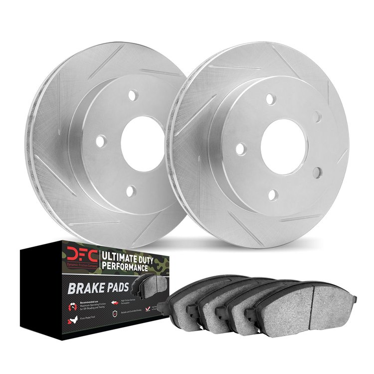 2402-76000 Geoperformance Slotted Brake Rotors with Ultimate-Duty Brake Pads Kit, 2004-2010 Lexus/Toyota/Scion, Position: Front