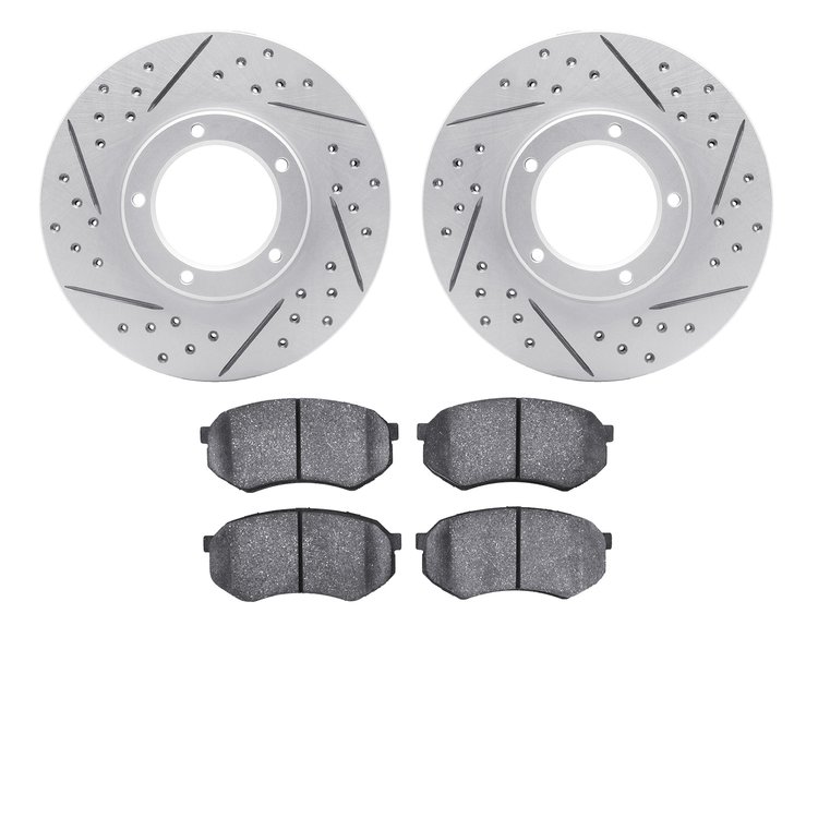 2402-76004 Geoperformance Drilled/Slotted Brake Rotors with Ultimate-Duty Brake Pads Kit, 1995-2004 Lexus/Toyota/Scion, Position