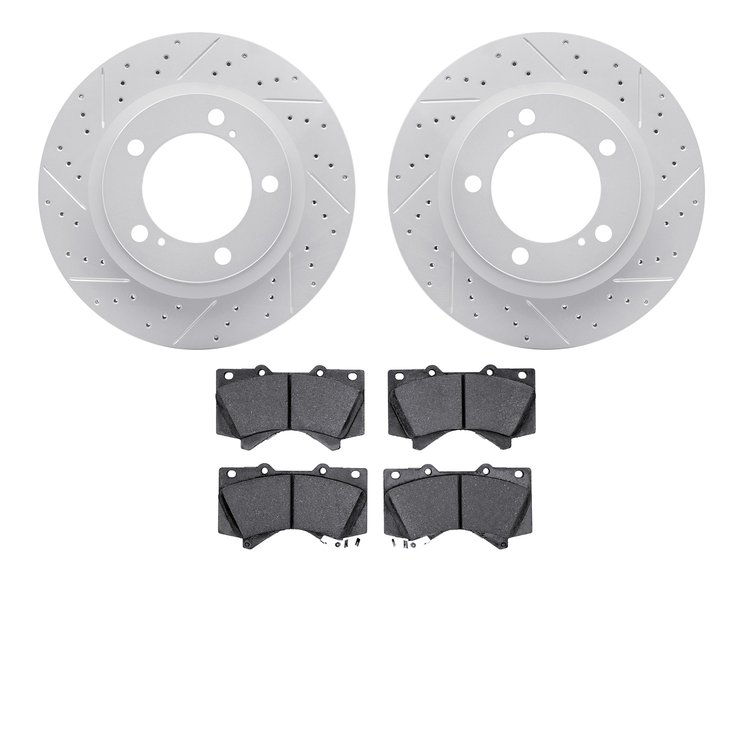 2402-76013 Geoperformance Drilled/Slotted Brake Rotors with Ultimate-Duty Brake Pads Kit, Fits Select Lexus/Toyota/Scion, Positi