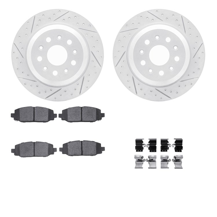 2412-42034 Geoperformance Drilled/Slotted Brake Rotors with Ultimate-Duty Brake Pads Kit & Hardware, Fits Select Mopar, Position