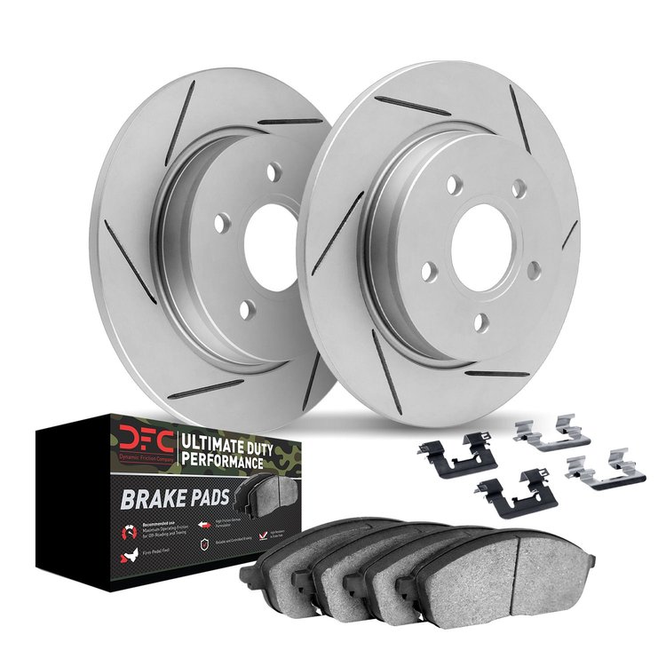 2412-55000 Geoperformance Slotted Brake Rotors with Ultimate-Duty Brake Pads Kit & Hardware, 2003-2011 Ford/Lincoln/Mercury/Mazd