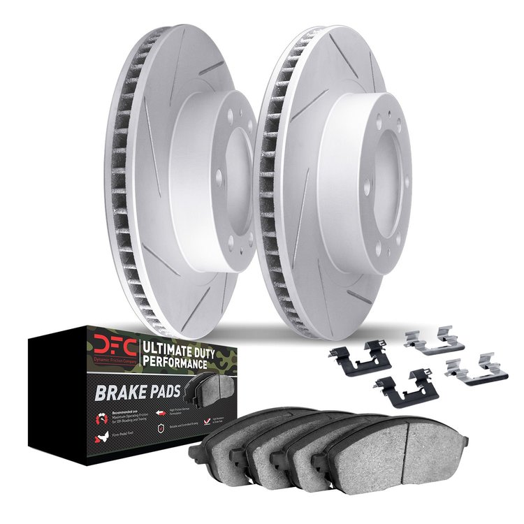 2412-68000 Geoperformance Slotted Brake Rotors with Ultimate-Duty Brake Pads Kit & Hardware, Fits Select Infiniti/Nissan, Positi