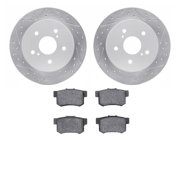 2502-01002 Geoperformance Drilled/Slotted Rotors w/5000 Advanced Brake Pads Kit, 2010-2013 Suzuki, Position: Rear