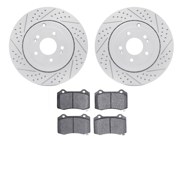 2502-03040 Geoperformance Drilled/Slotted Rotors w/5000 Advanced Brake Pads Kit, 2010-2016 Kia/Hyundai/Genesis, Position: Rear