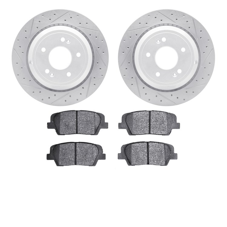 2502-03047 Geoperformance Drilled/Slotted Rotors w/5000 Advanced Brake Pads Kit, 2011-2017 Kia/Hyundai/Genesis, Position: Rear
