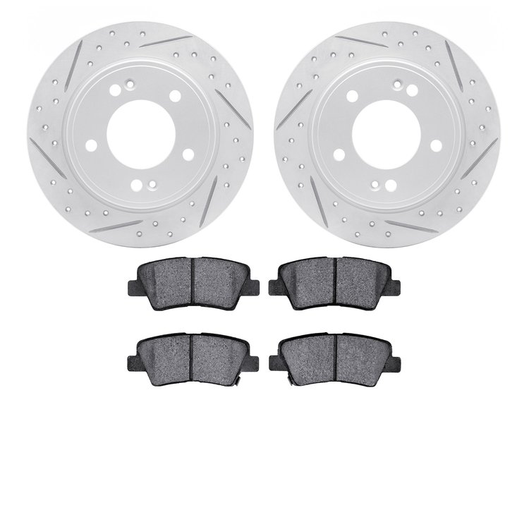 2502-03051 Geoperformance Drilled/Slotted Rotors w/5000 Advanced Brake Pads Kit, Fits Select Kia/Hyundai/Genesis, Position: Rear