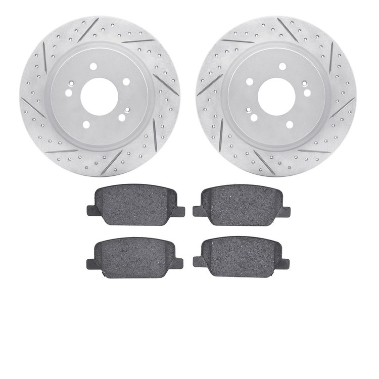 2502-03089 Geoperformance Drilled/Slotted Rotors w/5000 Advanced Brake Pads Kit, Fits Select Kia/Hyundai/Genesis, Position: Rear