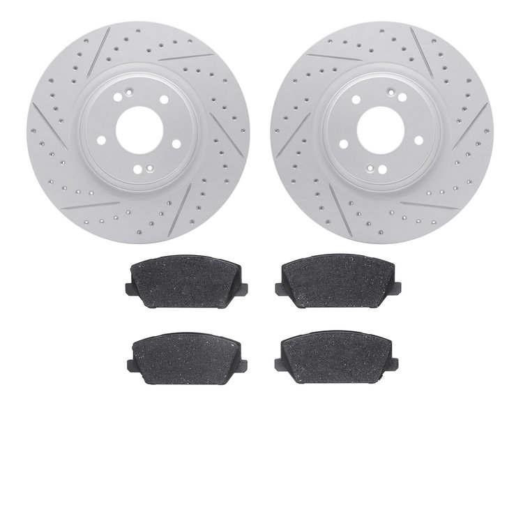 2502-03097 Geoperformance Drilled/Slotted Rotors w/5000 Advanced Brake Pads Kit, Fits Select Kia/Hyundai/Genesis, Position: Fron