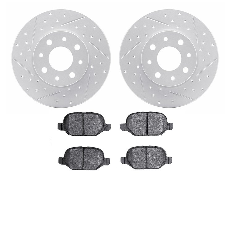 2502-07004 Geoperformance Drilled/Slotted Rotors w/5000 Advanced Brake Pads Kit, 2013-2019 Mopar, Position: Rear