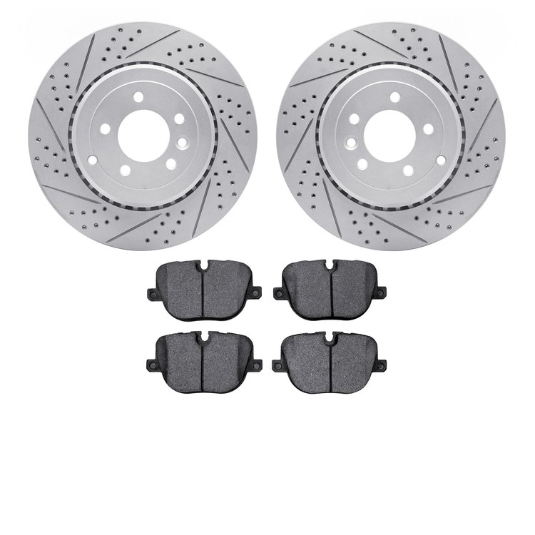 2502-11024 Geoperformance Drilled/Slotted Rotors w/5000 Advanced Brake Pads Kit, 2010-2013 Land Rover, Position: Rear