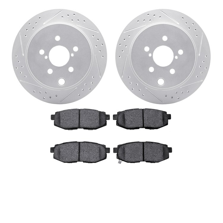 2502-13045 Geoperformance Drilled/Slotted Rotors w/5000 Advanced Brake Pads Kit, 2014-2018 Subaru, Position: Rear
