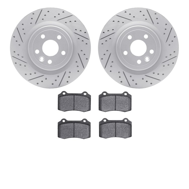 2502-20011 Geoperformance Drilled/Slotted Rotors w/5000 Advanced Brake Pads Kit, 2003-2005 Jaguar, Position: Rear