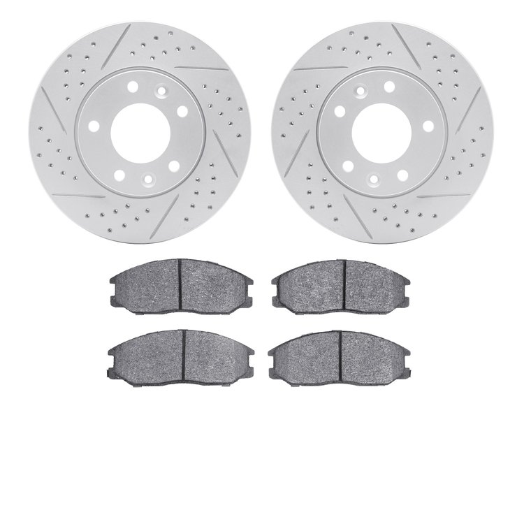 2502-21018 Geoperformance Drilled/Slotted Rotors w/5000 Advanced Brake Pads Kit, 2003-2003 Kia/Hyundai/Genesis, Position: Front