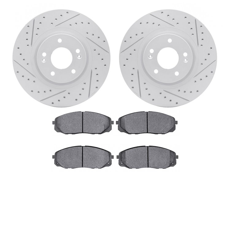 2502-21024 Geoperformance Drilled/Slotted Rotors w/5000 Advanced Brake Pads Kit, 2015-2021 Kia/Hyundai/Genesis, Position: Front
