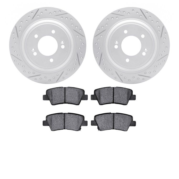 2502-21028 Geoperformance Drilled/Slotted Rotors w/5000 Advanced Brake Pads Kit, Fits Select Kia/Hyundai/Genesis, Position: Rear