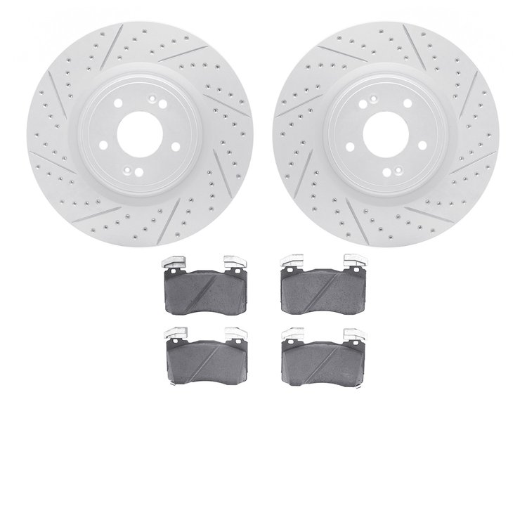 2502-21032 Geoperformance Drilled/Slotted Rotors w/5000 Advanced Brake Pads Kit, Fits Select Kia/Hyundai/Genesis, Position: Fron