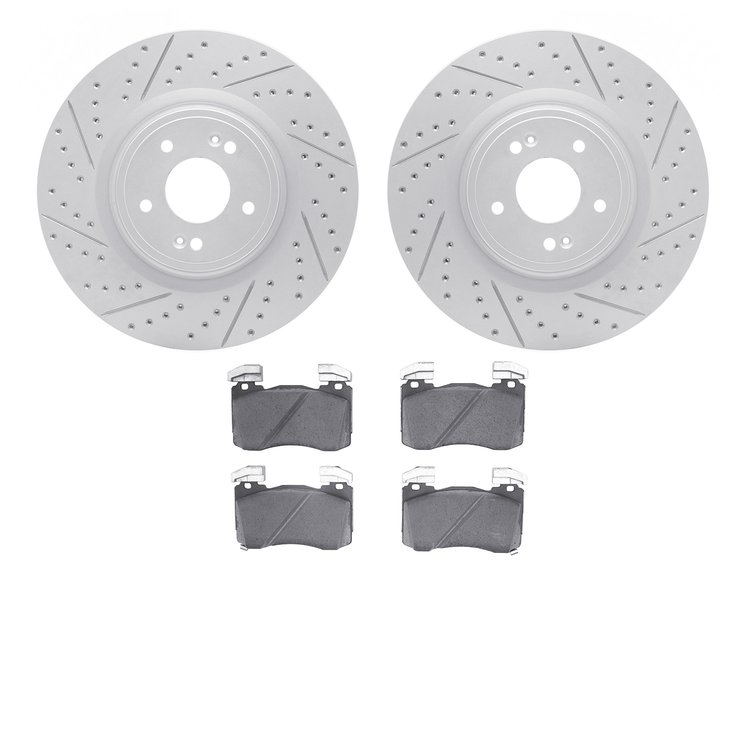 2502-21035 Geoperformance Drilled/Slotted Rotors w/5000 Advanced Brake Pads Kit, Fits Select Kia/Hyundai/Genesis, Position: Fron