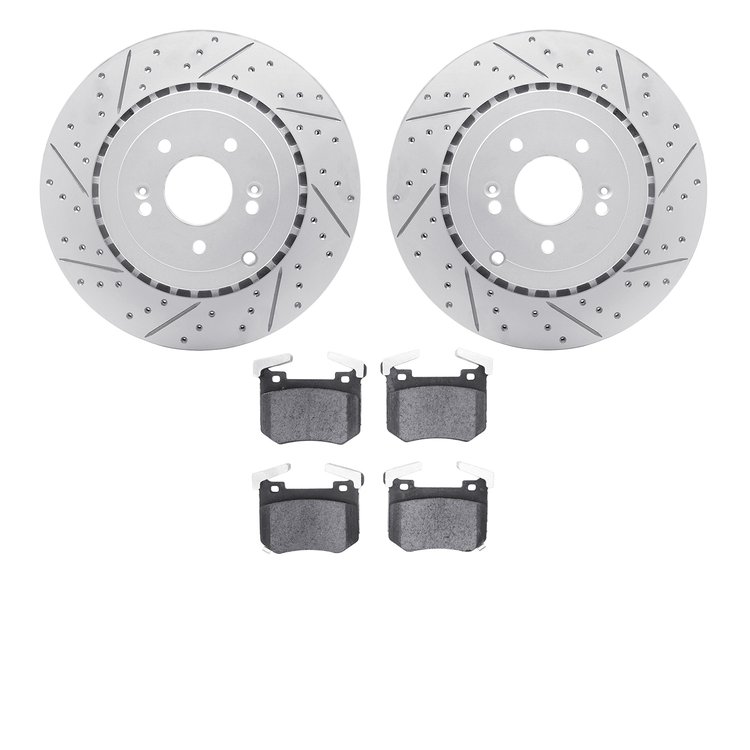 2502-21036 Geoperformance Drilled/Slotted Rotors w/5000 Advanced Brake Pads Kit, Fits Select Kia/Hyundai/Genesis, Position: Rear
