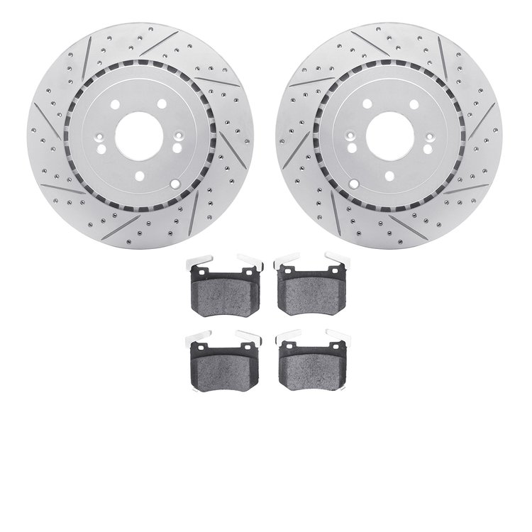 2502-21037 Geoperformance Drilled/Slotted Rotors w/5000 Advanced Brake Pads Kit, Fits Select Kia/Hyundai/Genesis, Position: Rear