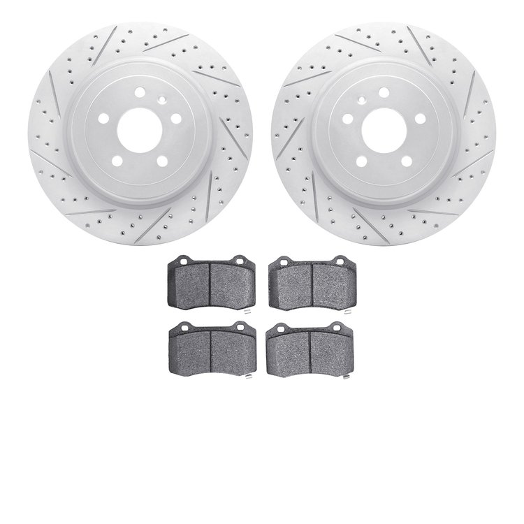 2502-26000 Geoperformance Drilled/Slotted Rotors w/5000 Advanced Brake Pads Kit, 2012-2020 Tesla, Position: Rear