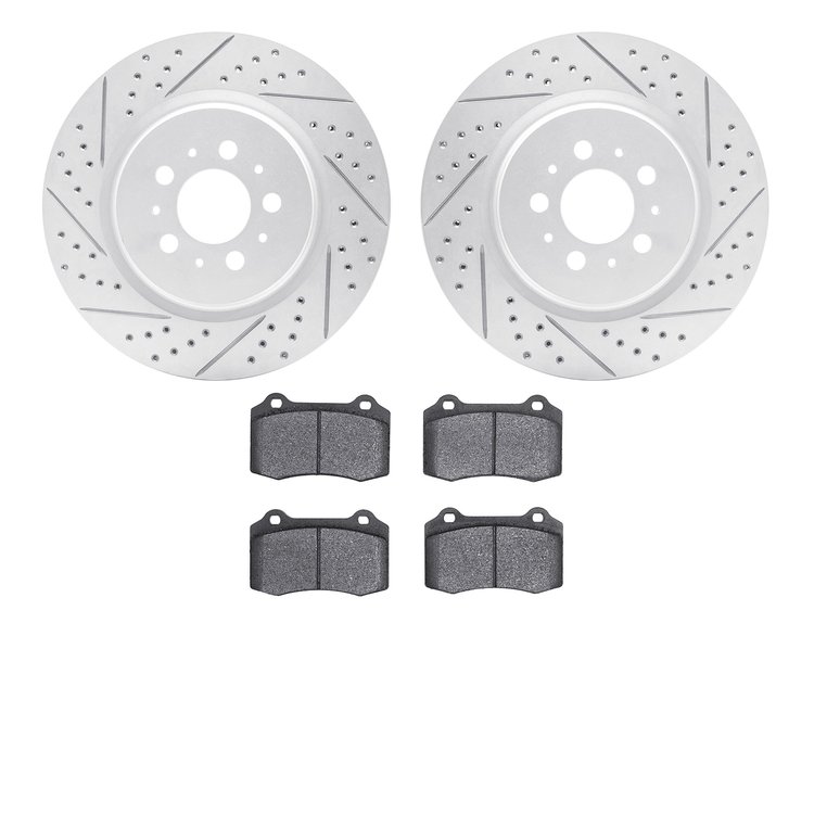 2502-27019 Geoperformance Drilled/Slotted Rotors w/5000 Advanced Brake Pads Kit, 2004-2007 Volvo, Position: Rear