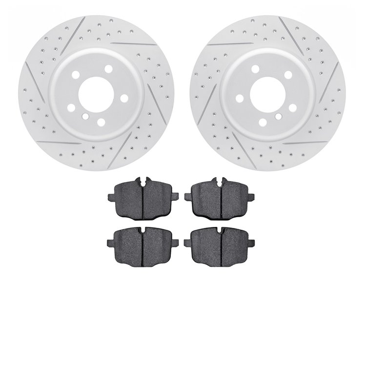 2502-31084 Geoperformance Drilled/Slotted Rotors w/5000 Advanced Brake Pads Kit, 2011-2019 BMW, Position: Rear
