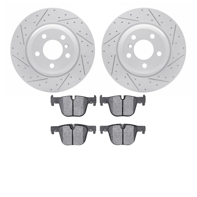2502-31094 Geoperformance Drilled/Slotted Rotors w/5000 Advanced Brake Pads Kit, 2012-2020 BMW, Position: Rear