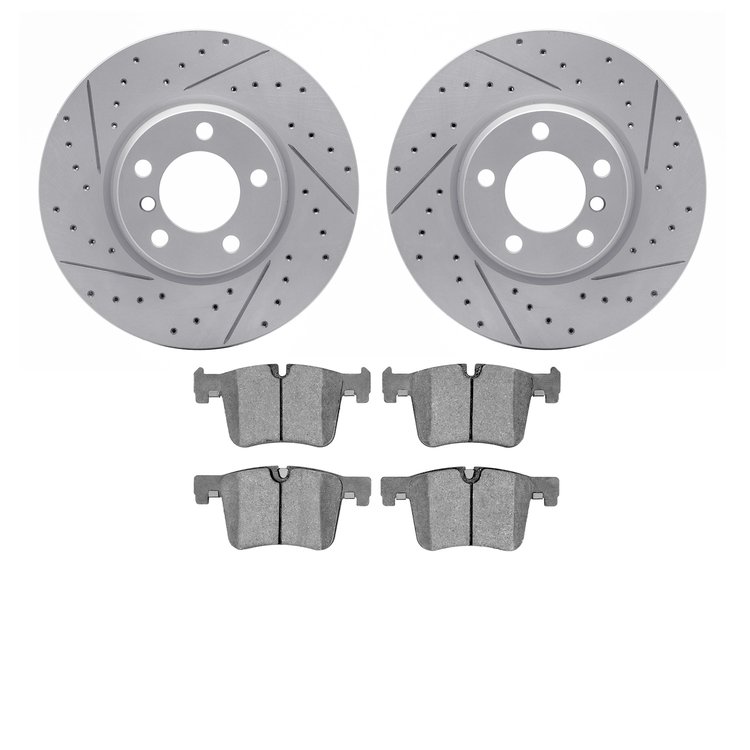 2502-31102 Geoperformance Drilled/Slotted Rotors w/5000 Advanced Brake Pads Kit, 2015-2015 BMW, Position: Front