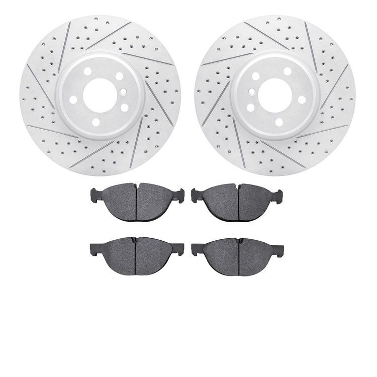2502-31126 Geoperformance Drilled/Slotted Rotors w/5000 Advanced Brake Pads Kit, 2008-2014 BMW, Position: Front