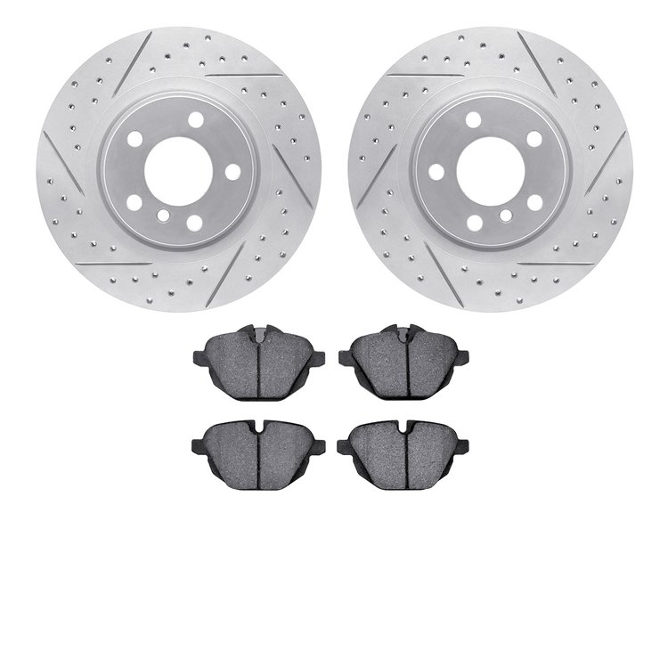 2502-31131 Geoperformance Drilled/Slotted Rotors w/5000 Advanced Brake Pads Kit, 2011-2018 BMW, Position: Rear