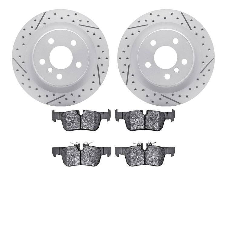 2502-31135 Geoperformance Drilled/Slotted Rotors w/5000 Advanced Brake Pads Kit, 2018-2018 BMW, Position: Rear