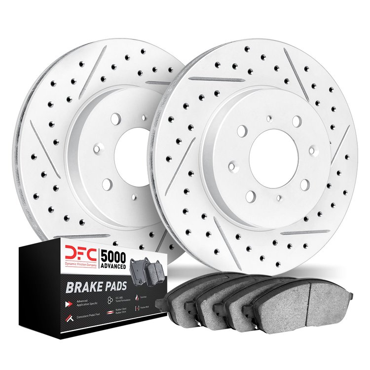2502-32007 Geoperformance Drilled/Slotted Rotors w/5000 Advanced Brake Pads Kit, 2007-2015 Mini, Position: Front
