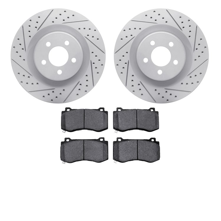 2502-39016 Geoperformance Drilled/Slotted Rotors w/5000 Advanced Brake Pads Kit, Fits Select Mopar, Position: Front