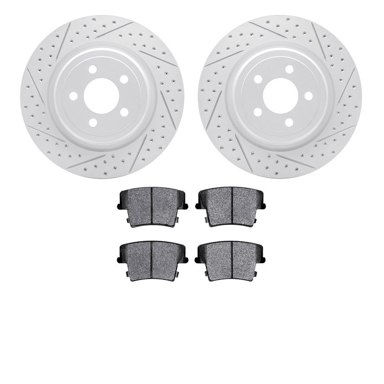 2502-39019 Geoperformance Drilled/Slotted Rotors w/5000 Advanced Brake Pads Kit, 2006-2014 Mopar, Position: Rear