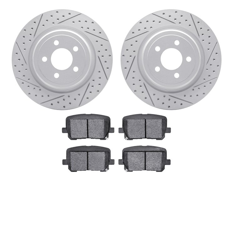 2502-39020 Geoperformance Drilled/Slotted Rotors w/5000 Advanced Brake Pads Kit, Fits Select Mopar, Position: Rear